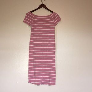 Pink white striped body dress